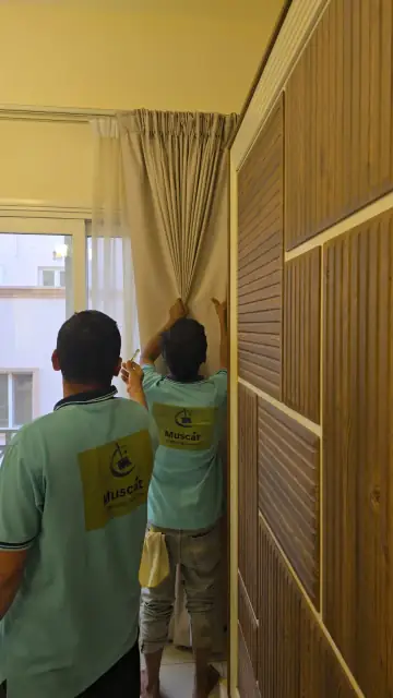 Curtains steam cleaning service refreshing fabrics in Muscat