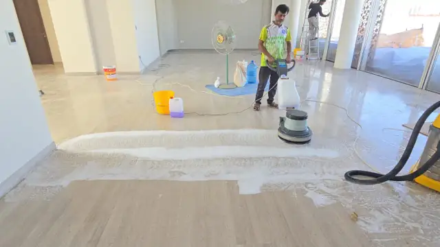 Machine floor scrubbing and polishing by Muscat Shine Clear